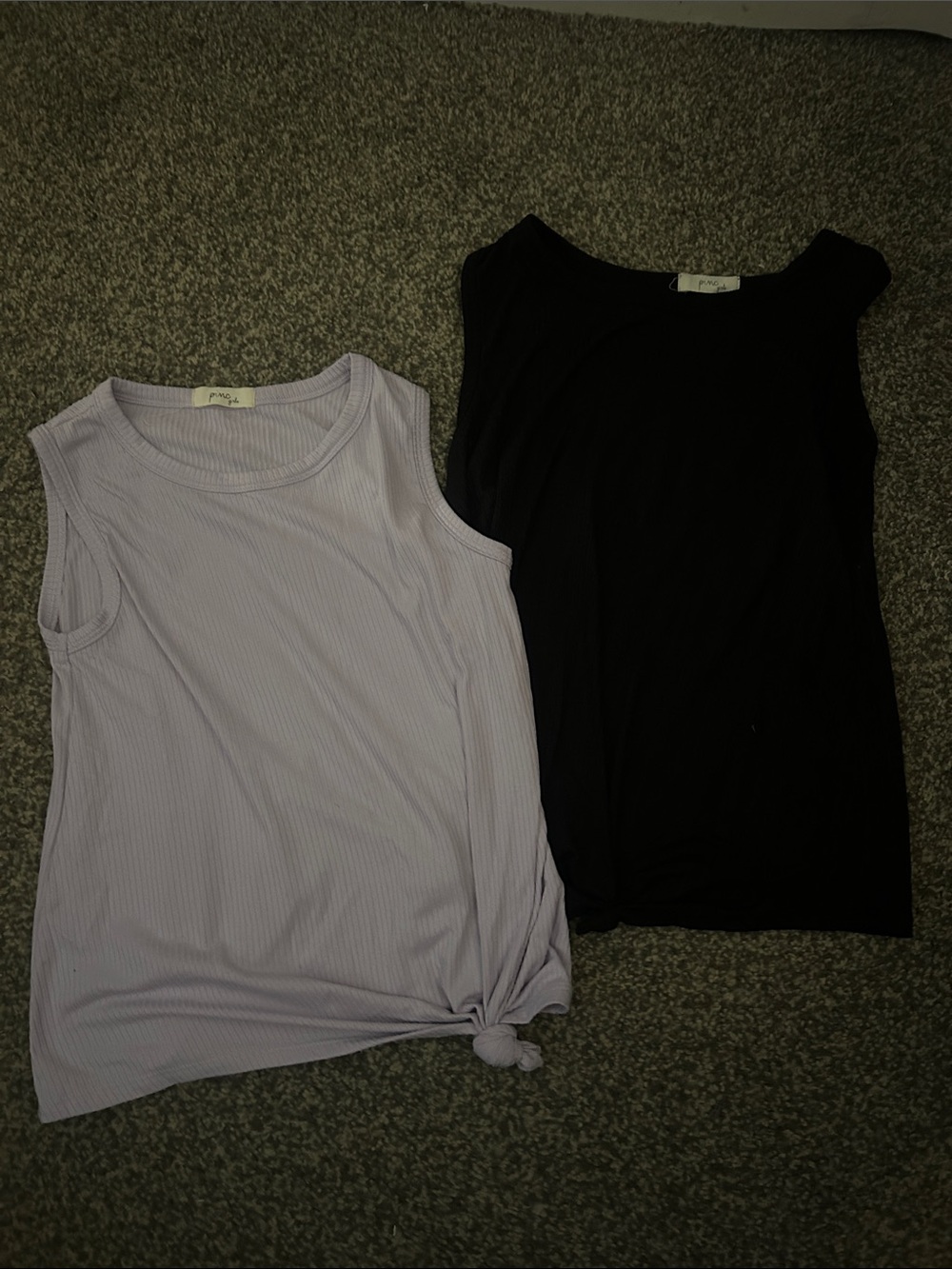 Ribbed Tank Top - Lavender and Black - Unbranded
